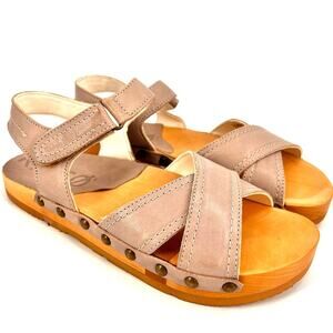 Kalso Earth Shoe “Serene”Leather Negative Heel Wooden Sandal SZ 7.5US Pale Lilac